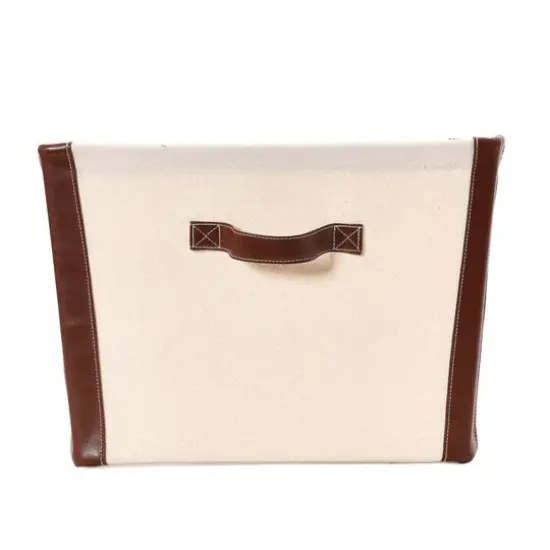 Household Essentials 16" Canvas Bin with Vegan Leather Trim {10}