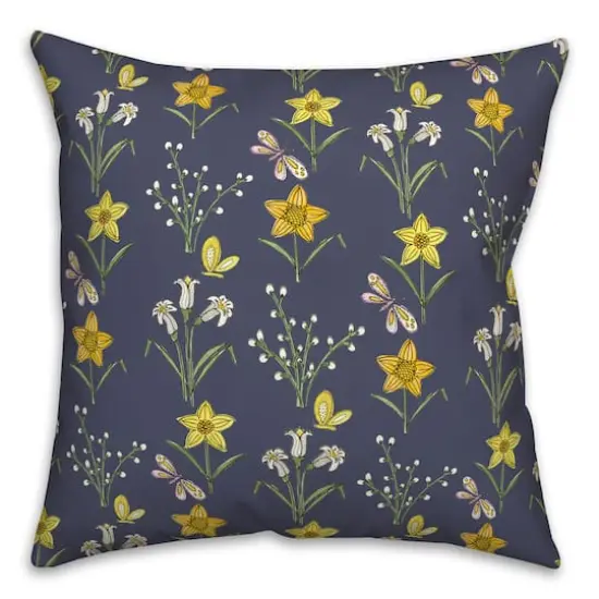 Navy Spring Pattern Indoor/Outdoor Pillow {1}