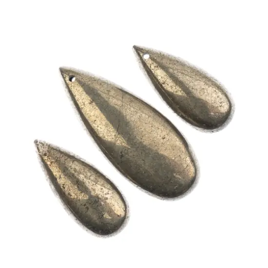 John Bead Earth&rsquo;s Jewels Natural Stone Teardrop Pendant Slices Pyrite {3}
