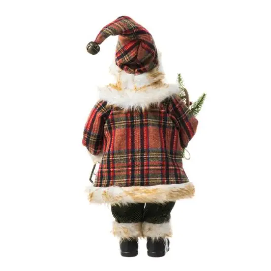 Glitzhome® 18" Faux Fur Christmas Woodland Santa Figurine {8}