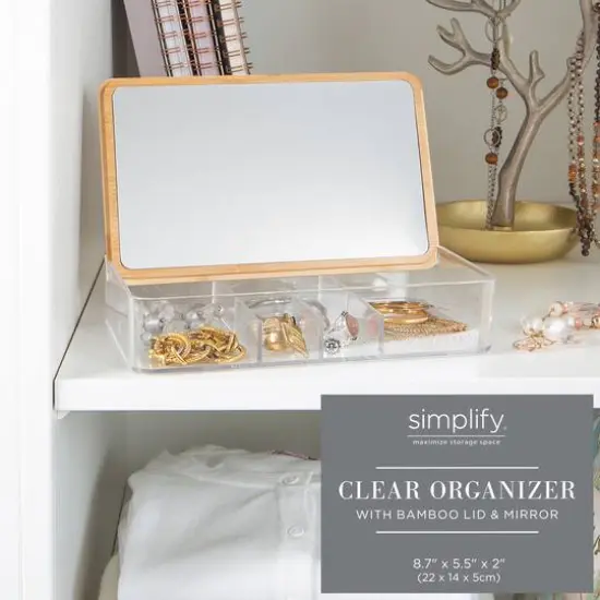 Simplify Bamboo Lid & Mirror Clear 5 Compartment Organizer {6}