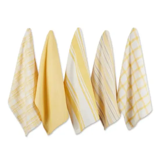 DII&reg; Woven Dish Towels, 5ct. Yellow {1}
