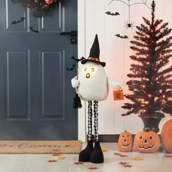 Glitzhome&reg; 38" Lighted Halloween Fabric Ghost Standing D&eacute;cor with Timer {4}
