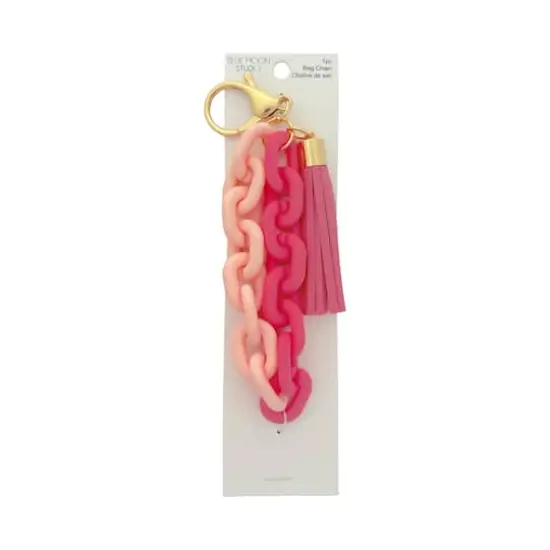 Blue Moon Studio&trade; Pink Chain Link Bag Charm with Tassel {4}