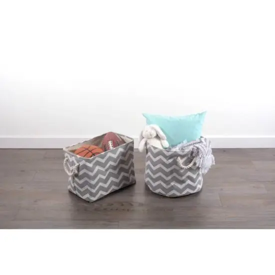 DII&reg; Medium Round Chevron Polyester Bin Gray {4}