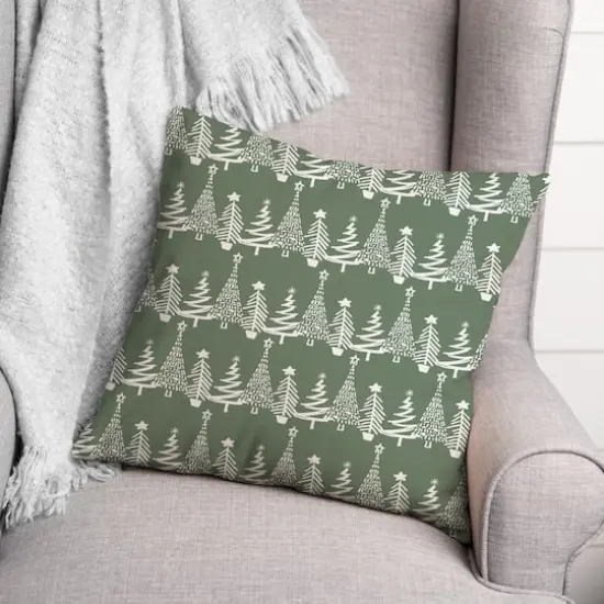 Sage Christmas Tree Pattern Indoor/Outdoor Pillow {4}
