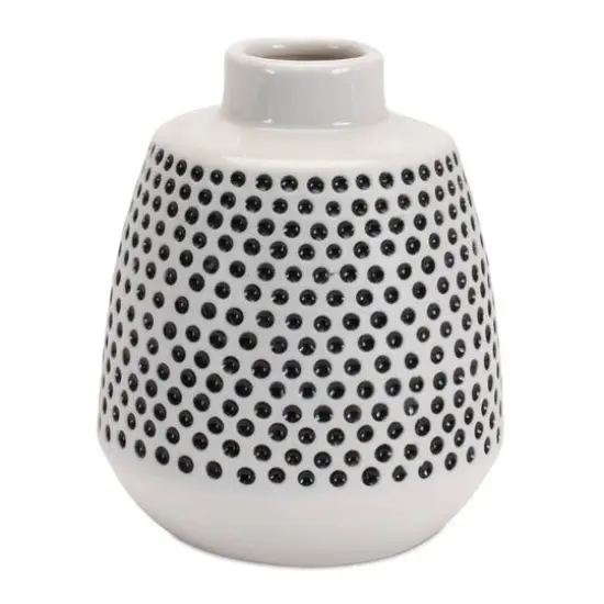 Black & White Bubbled Ceramic Bud Vase Set {5}