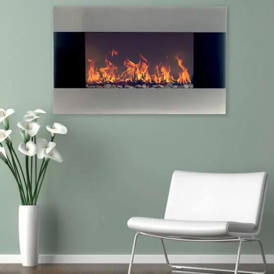 Hastings Home 36" Stainless Steel Electric Fireplace {3}