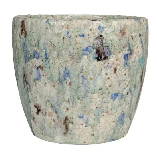 Hello Honey&reg; 7.5" Blue Crackle Glaze Terra Cotta Planter {8}