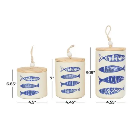 Blue & White Ceramic Fish Canisters Set {6}
