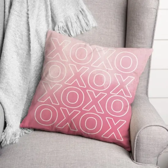 Xoxo Watercolor Outline 16" x 16" Throw Pillow {3}
