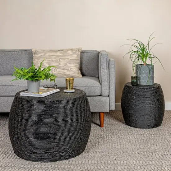 Hello Honey&reg; Corn Rope Round Accent Table Black {5}