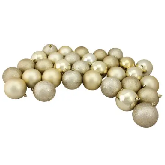 60ct Champagne Gold Shatterproof 4-Finish Ball Ornaments {3}