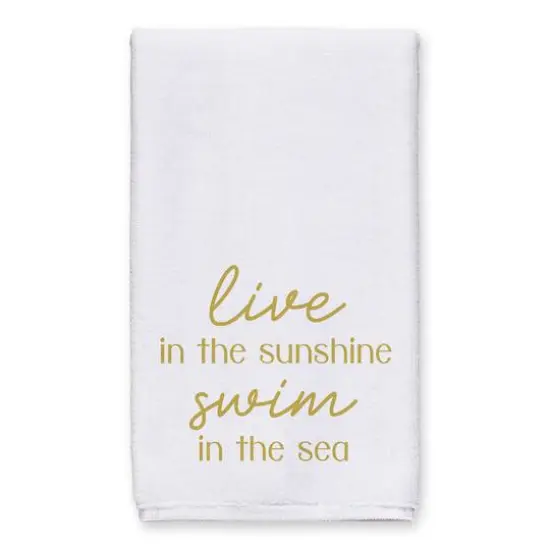 Live In The Sunshine Swim In The Sea Tea Towel Set Yellow on White {3}