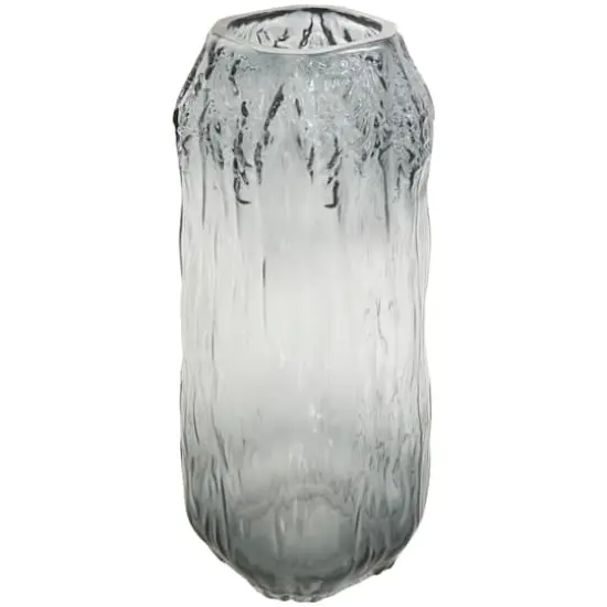 11" Gray & Clear Textured Rectangular Ombre Glass Vase {1}