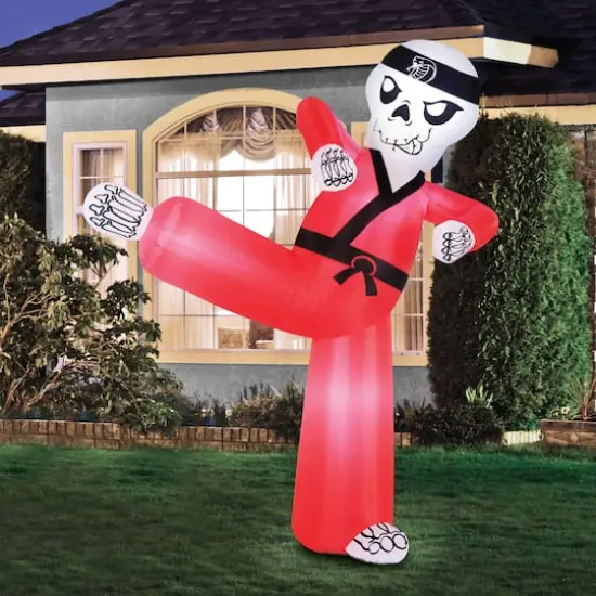 6.5ft. Inflatable Halloween Light Up Karate Skeleton {4}