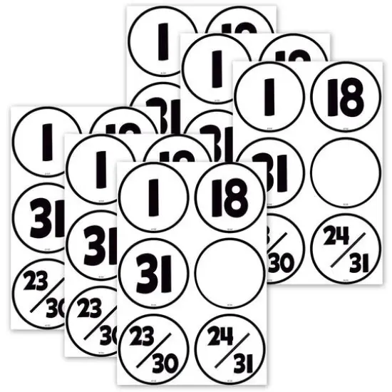 Teacher Created Resources Black & White Calendar Days, 6 Packs of 36 {1}