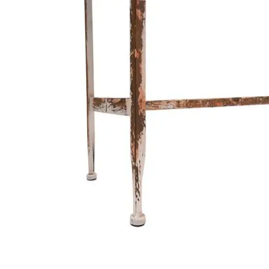 Hello Honey&reg; 36" Rustic Farmhouse Metal Console Table with Solid Wood Top Distressed Zinc Finish {5}