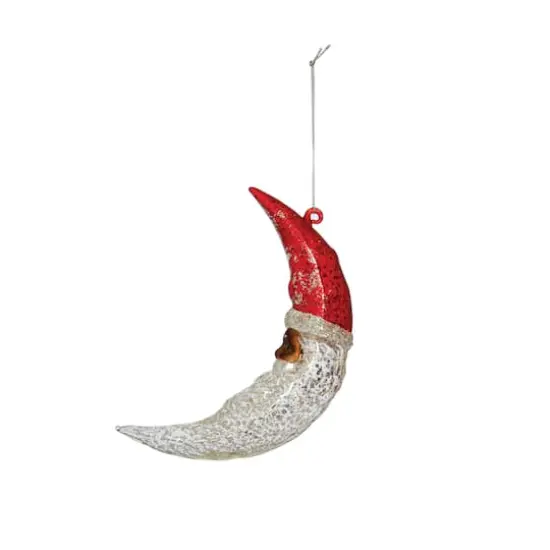 Hello Honey&reg; Hand-Painted Mercury Glass Santa Moon Ornament {1}