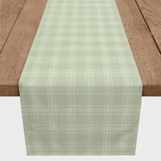 Green Plaid Pattern 1 16" x 72" Poly Twill Table Runner {1}