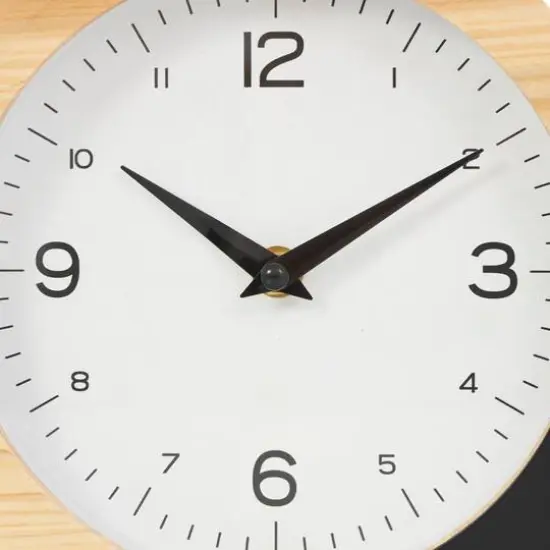 8" Light Brown Wood Round Abstract Clock {6}