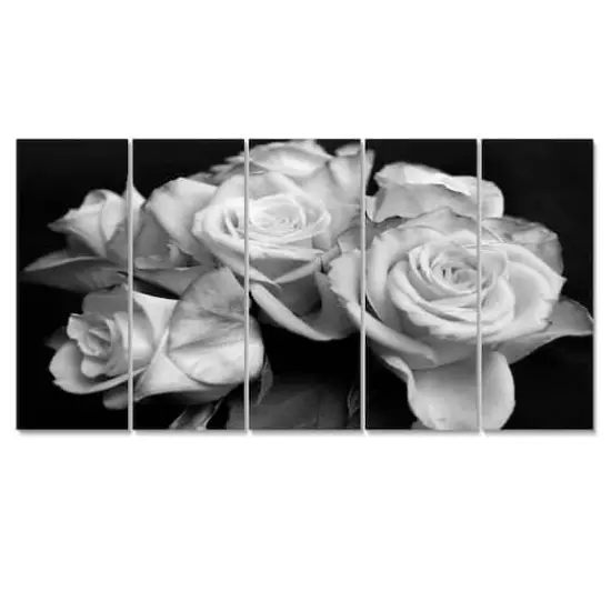 Designart - Bunch of Roses Black and White - Floral Art Canvas Print {1}