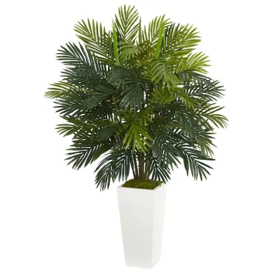 4ft. Areca Palm Artificial Plant in White Tower Planter {1}