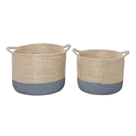 Brown Sea Grass Contemporary Storage Basket Set {1}