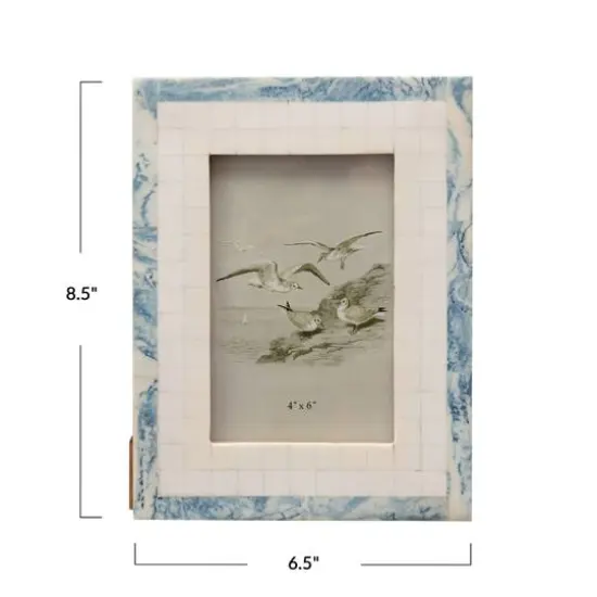 Hello Honey&reg; Blue & Ivory Wood Resin 4" x 6" Photo Frame {3}