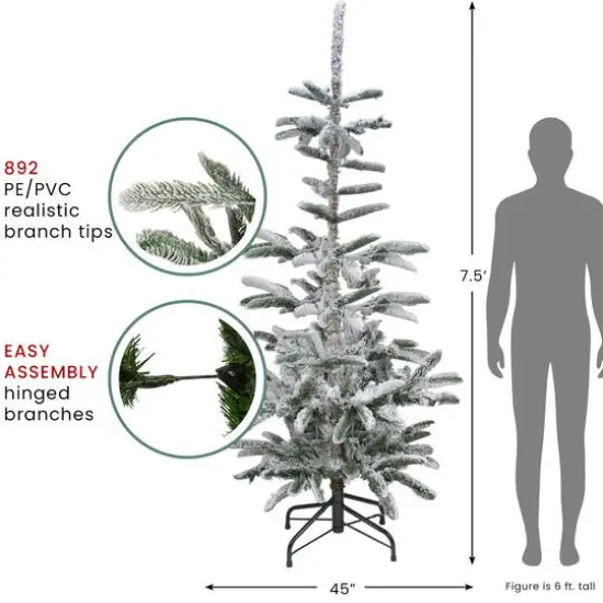 7.5ft Unlit Real Touch&trade;️ Flocked Nordmann Fir Artificial Christmas Tree {7}