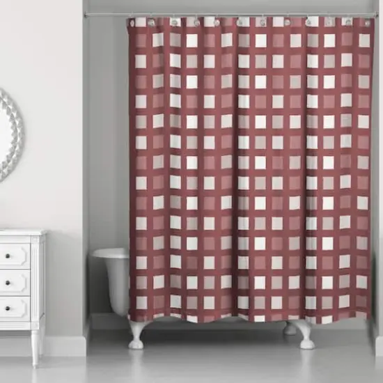 Squares Shower Curtain Maroon {1}