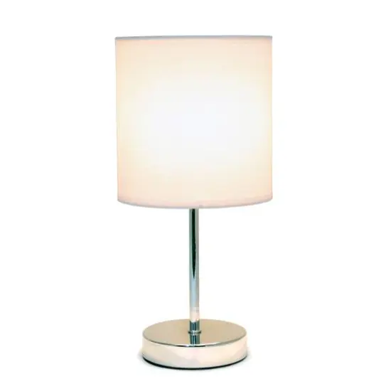 Creekwood Home Nauru 12" Brushed Nickel Petite Metal Stick Table Lamp White {6}