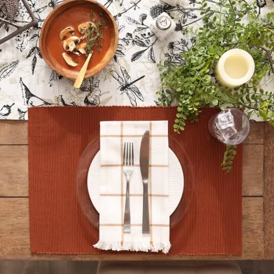 DII&reg; Ribbed Cotton Placemats, 6ct. Cinnamon {6}