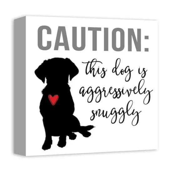Caution Dog Snuggles Canvas Wall Art {3}