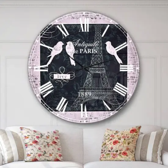 Designart 'Paris Vintage Collage Ii Traditional Wall Clock {3}