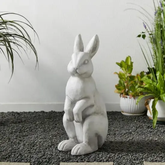 Glitzhome&reg; 22.75" MGO White Standing Rabbit Statue {4}