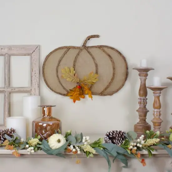 19" Beige Burlap & Vine Pumpkin Wall D&eacute;cor {3}