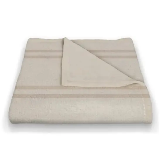 Stripe Coral Fleece Blanket White/Blush {3}