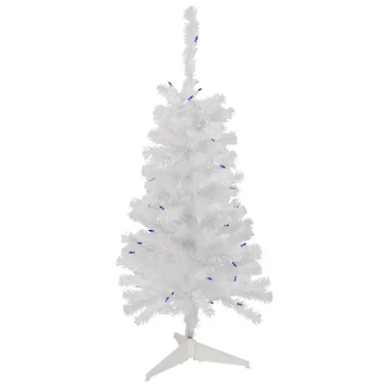 3ft. Pre-Lit Woodbury White Pine Slim Artificial Christmas Tree, Blue Lights {1}