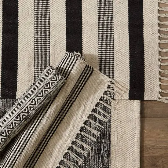 DII&reg; Black Ticking Stripe Hand-Loomed Rug, 2ft. x 3ft. {8}