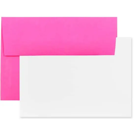 JAM Paper 3.62" x 5.12" Blank Greeting Cards & Envelopes, 100ct. Fuchsia Hot Pink {1}