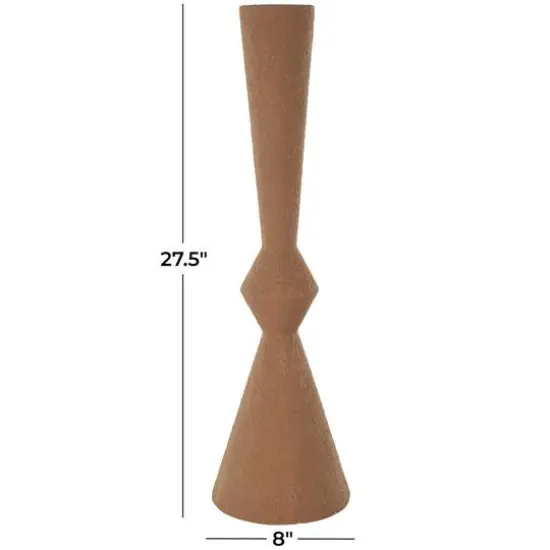 27.5" Brown Metal Art Deco Fluted Decorative Vase {8}