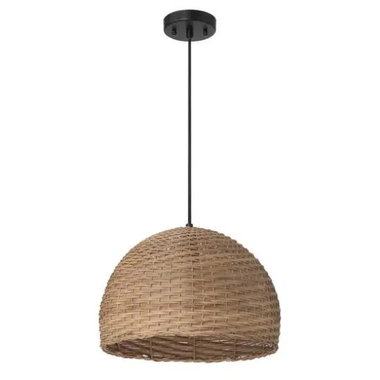 Hello Honey® Calypso Stained Natural Metal & Handwoven Wicker Dome Ceiling Light {1}