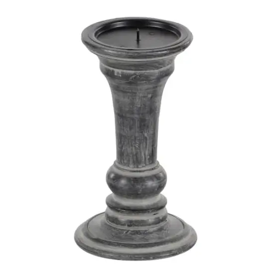 Black Mango Wood Traditional Candle Holder Set {4}