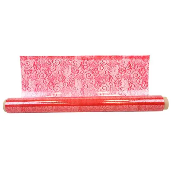 JAM Paper Victorian Lace Floral Cello Bouquet Wrap, 20" x 100ft. Azalea {2}