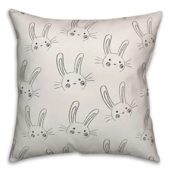 Bunny Sketch Pattern Throw Pillow {1}