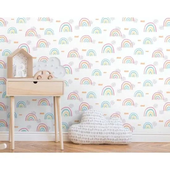 RoomMates Rainbow's End Peel & Stick Wallpaper Pink and White {5}