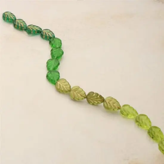 Green Czech Glass Leaf Beads, 10.5mm by Bead Landing&trade; {6}