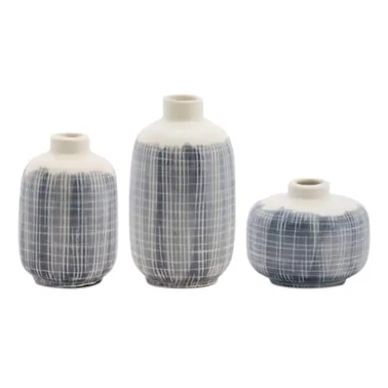 Blue & White Vase Set, 3.5", 5.25" & 6.25" {1}