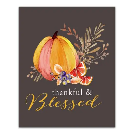 Thankful & Blessed Fall Canvas Wall Art {1}